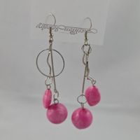 Ohrringe rosa Perlen und silbernen Elementen neu (545)