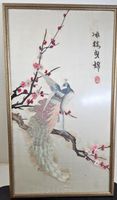 Chinesisches Seidenstickbild Pfau & Pflaumenblüten Asiatika