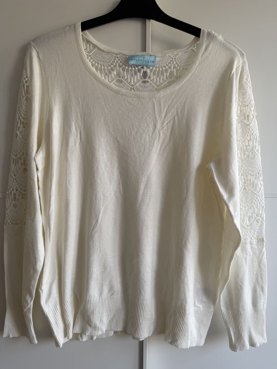Maglioni & Felpe: Pfeffinger Pullover, Gr. 44, creme weiss, Spitze, Top! – Nuovo (secondo la descrizione) da Winterthur venduto da marisole4