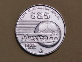 Mexiko 25 Pesos "Mexico '86" 1985 Silber