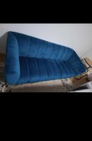 Sofa mit Hocker blau Samt guter Zustand