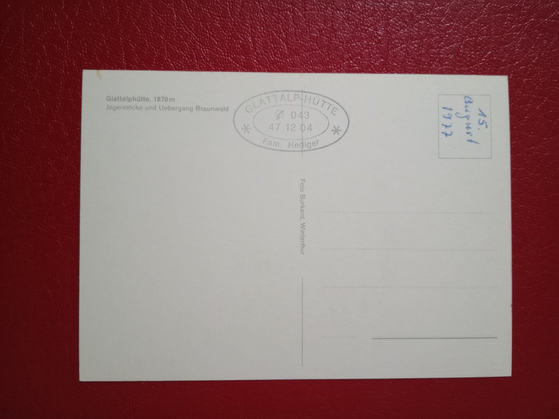 Cartoline postali: SAC CAS Glattalp Hütte Kanton Glarus – Usato da Küttigen venduto da Melisch1000 1