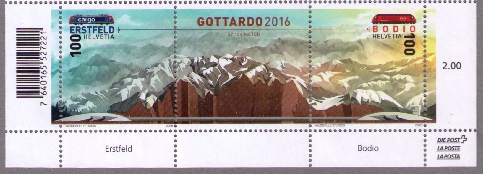 Tutti i francobolli: 2016_1588+89_GOTTARDO_Tunnel_Bahn_SBB_CFF_FFS_Gotthard-Bg.** – Nuovo (secondo la descrizione) da Marthalen venduto da Ch_quality 2