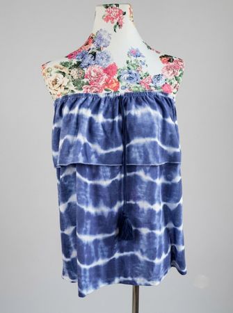 LC Waikiki Sommer Top / Shirt und Rock, blau/weiss, Gr. L
