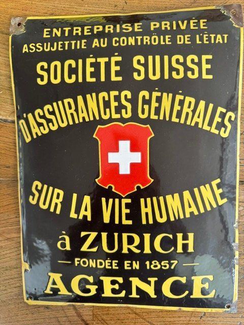 Schilder: EMAILSCHUILD PLAQUE EMAILLE ASSURANCES SUISSE – Gebraucht aus Davesco-Soragno von kappas 6