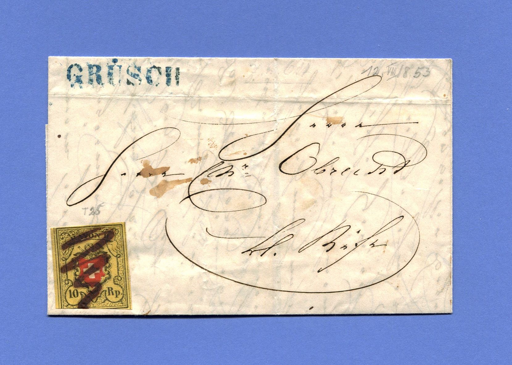Tutti i francobolli: Sauberes Rayonbriefchen mit Stabstempel Grüsch. – Usato da Maggia venduto da philtrade