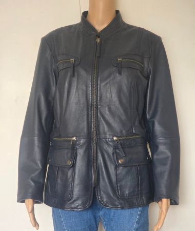 Neue Heine Lederjacke, Gr. 42, Dunkelblau