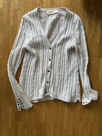 Zara, cardigan coton beige, fermeture Pression, Taille M