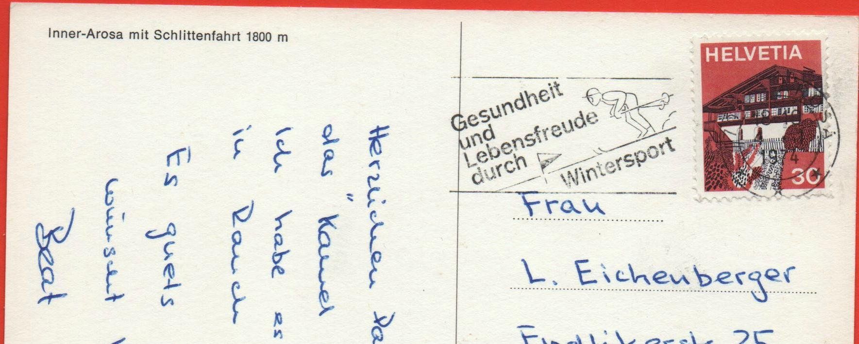 Cartoline postali: INNER-AROSA Schlittenfahrt – Usato da Jona venduto da philajona 1