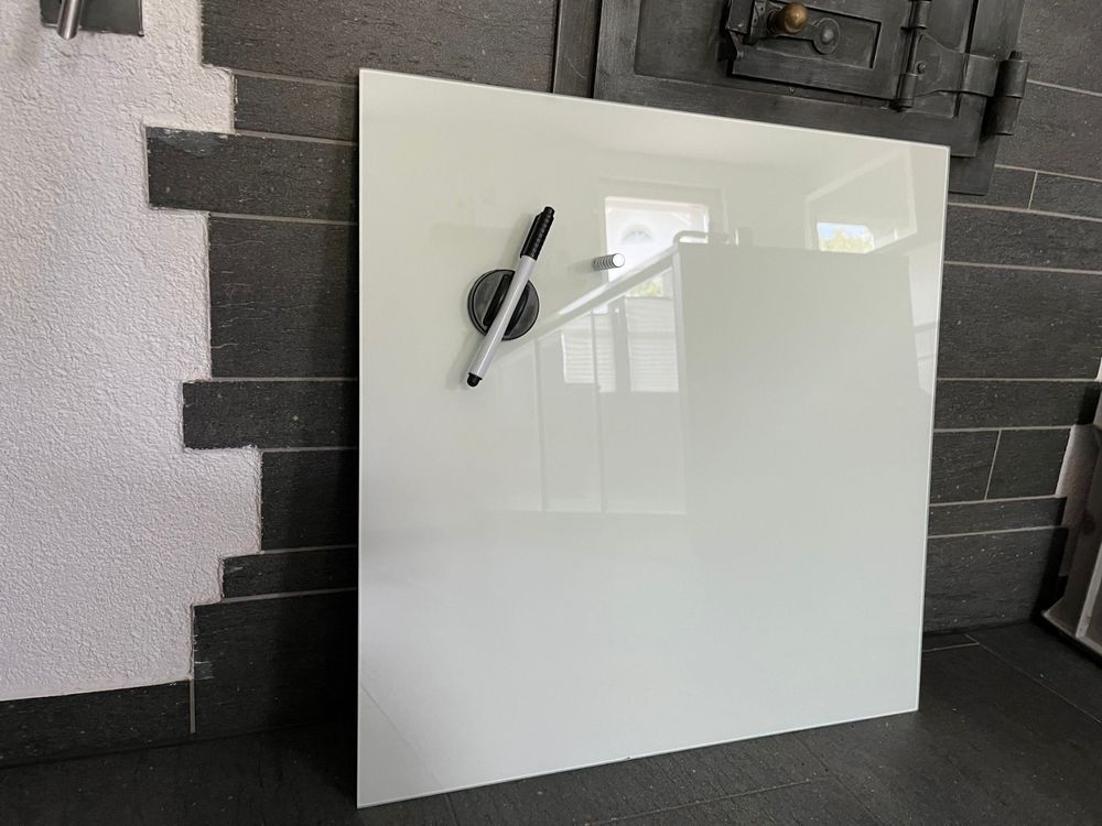 Magnettafel Aus Glas, 50x50 Cm – Beschreibbar, Mit Magneten & Stift, Schwarz