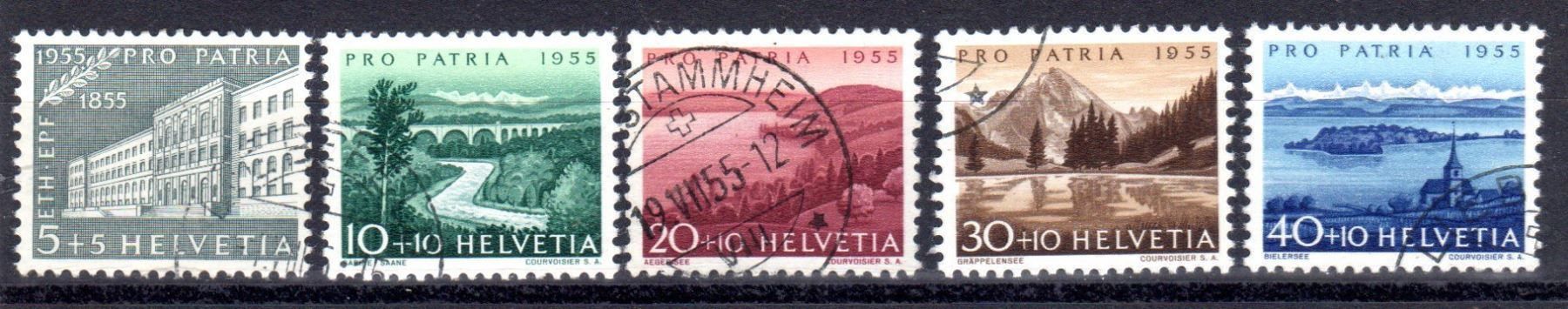 Alle Briefmarken: Pro Patria Satz 1955  Katwert: 32.00 CHF – Gebraucht aus Remetschwil von Hofiii