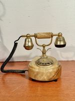 Antique rotary phone marble and brass/onyx