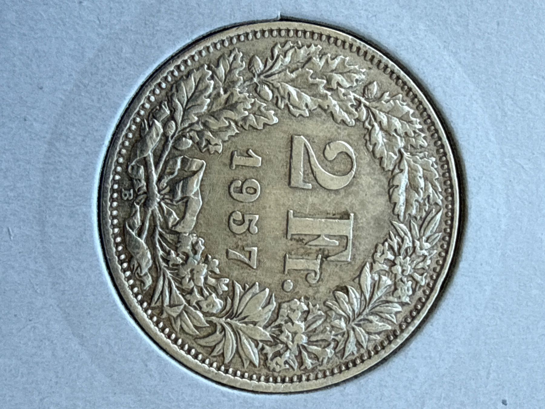 Tutti le monete: Swiss 2 francs 1957 Silver Coin – Usato da Pully venduto da ta571 1
