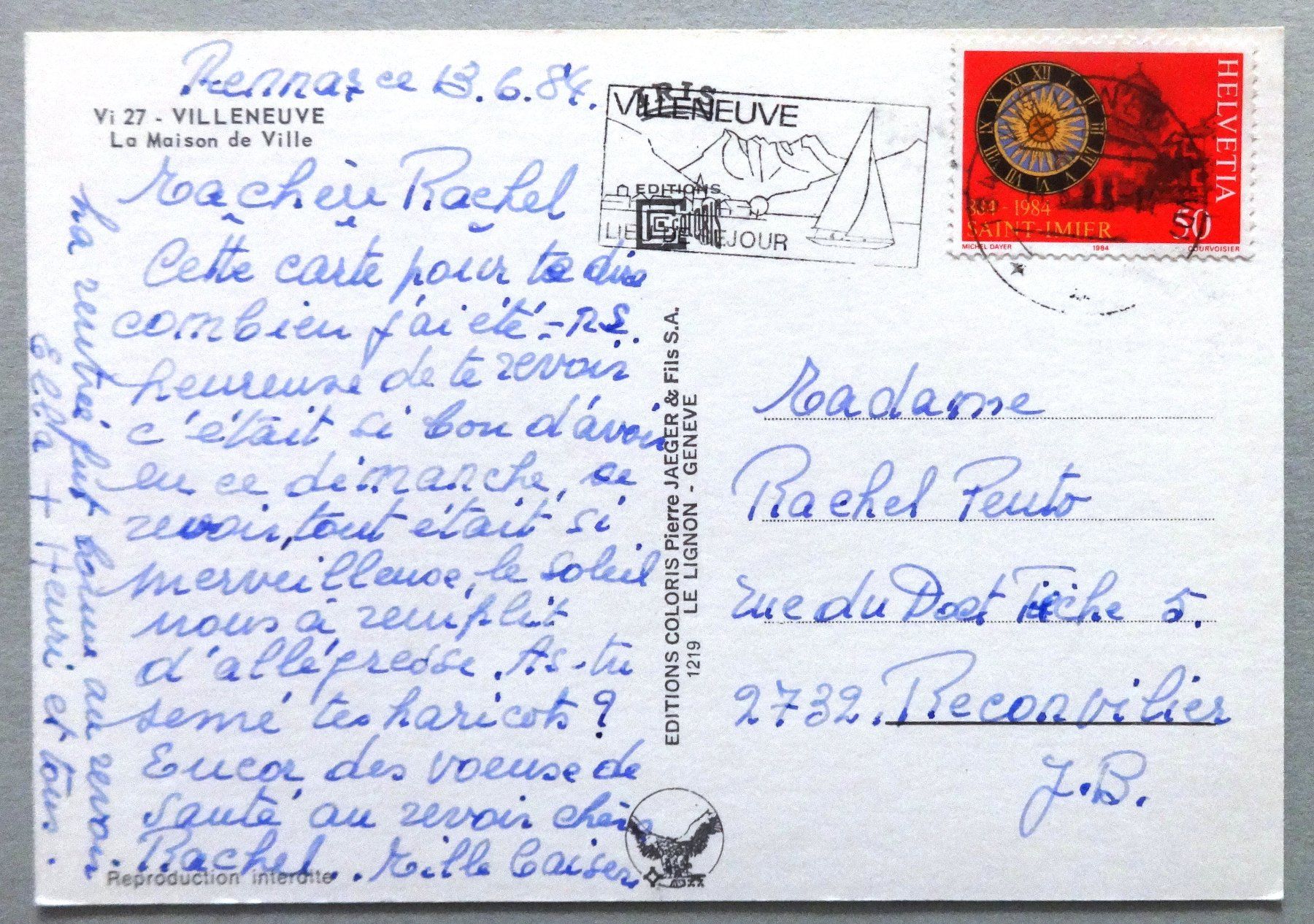 Cartoline postali: Villeneuve - La Maison de Ville – Usato da Fétigny venduto da Billy2miny 1