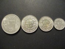 1967  5.- Fr +2.-Fr + 1.-Fr +0,5 Fr Dernière année en argent