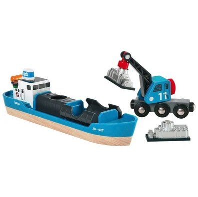 Brio Giocattoli: BRIO 33534 Containerschiff mit Kranwagen – Nuovo e nell'imballaggio originale da Oensingen venduto da Liquidations-Shop