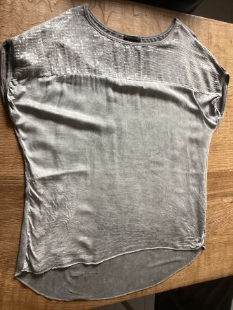 PRONTO T-SHIRT grau/silber/anrhrazit GR.M/L Pailetten glanz