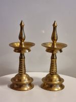 Paar Kerala Nilavilakku Öllampen – Messing Indien 17 cm