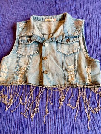Cherry Koko Damen Jeans Weste Fransen Gr. S