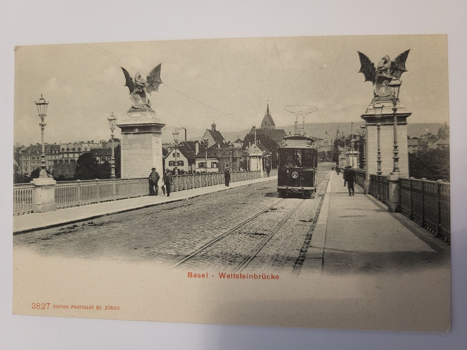 Ansichtskarten: Ansichtskarte Basel Wettsteinbrücke mit Tram R3 – Gebraucht aus nunningen von mic_88k2