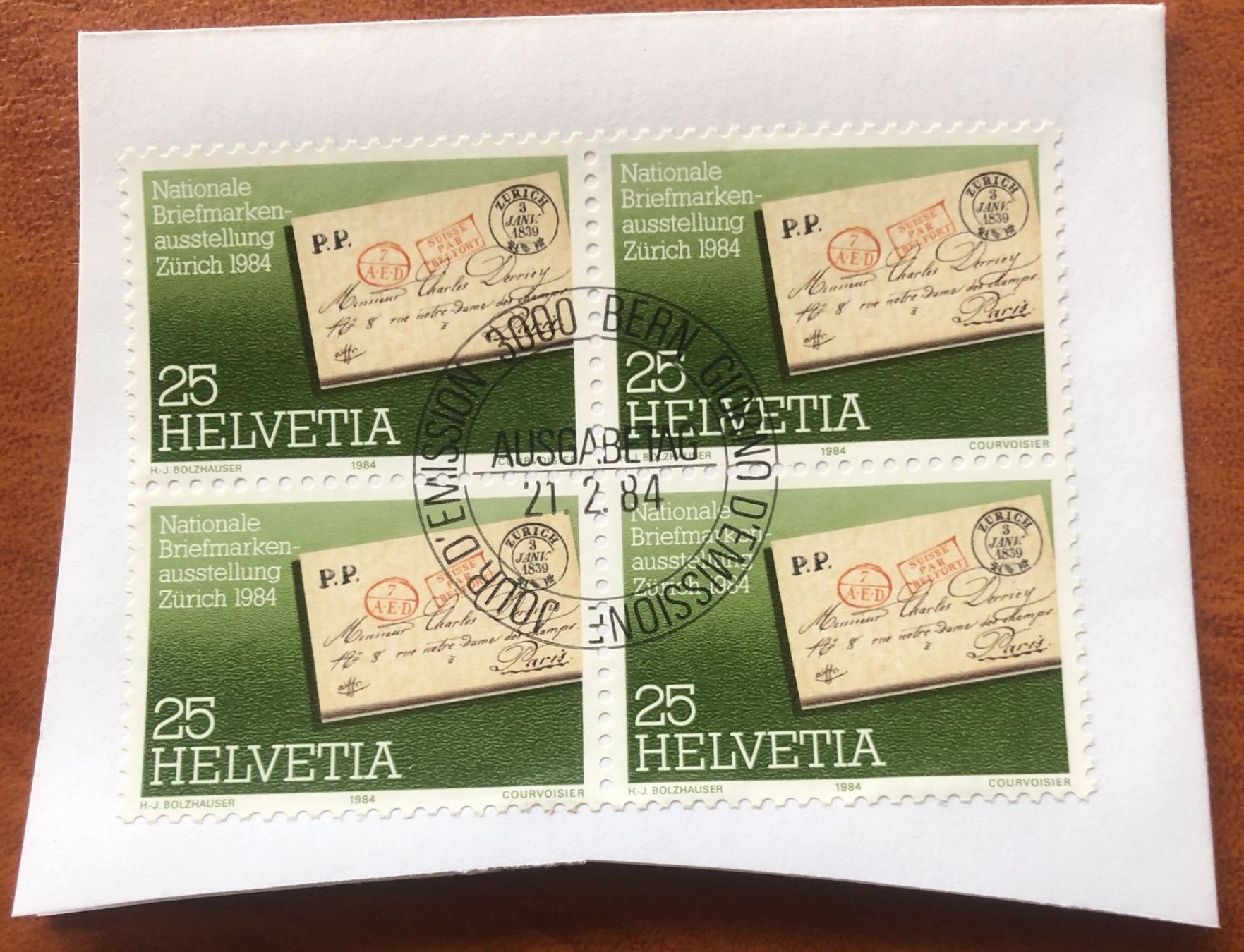 Tutti i francobolli: 4 er Block Nr.705 mit Papier Stempel Bern    – Usato da Aarau venduto da Billa007