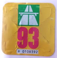 Vignette 1993, gebrauchte Autobahnvignette 93