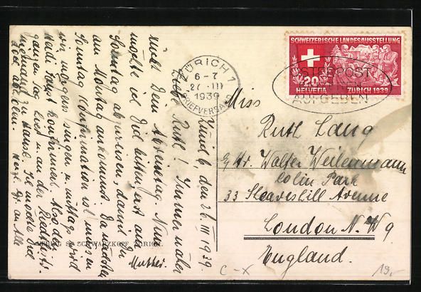 Cartoline postali: Zürich, Gebäude der Allgemeinen Baugen – Usato da Berlin venduto da bartko-reher 1