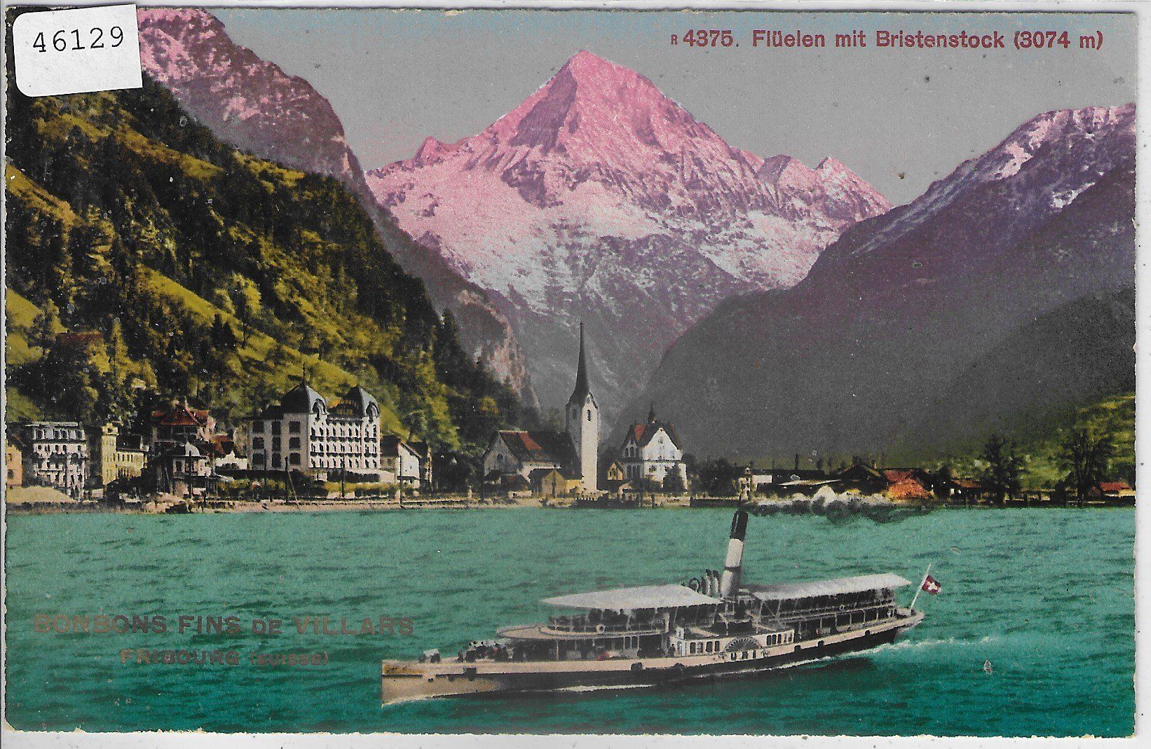 Cartoline postali: Flüelen mit Bristenstock - Dampfschiff "Uri" – Usato da Ettingen venduto da Kartenplanet