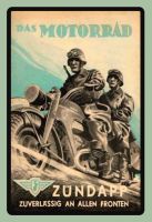 Blechschild-ZÜNDAPP DAS MOTORRAD ZUVERLÄSSIG AN ALLEN FRONTE