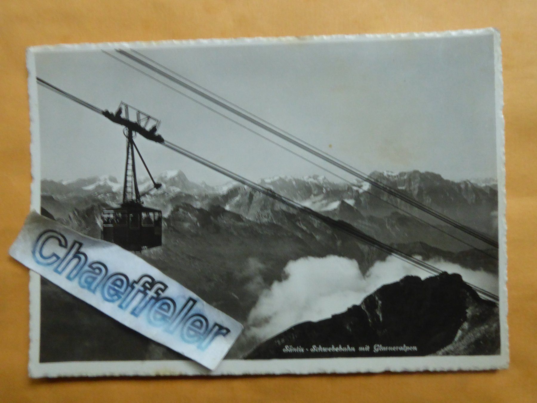 Cartoline postali: 1934 Säntis - Schhwebebahn mit Glarneralpen – Usato da Zürich venduto da Chaeffeler