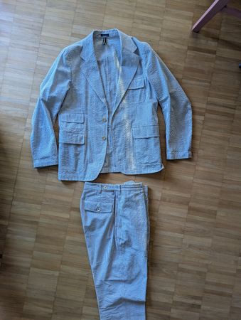 Ensemble veste et pantalon Drake's Seersucker taille 40