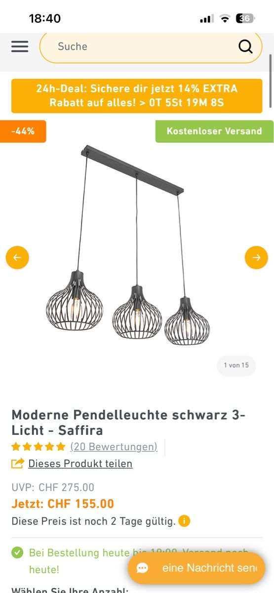Lampen: Hängelampe, Esszimmerlampe – Gebraucht aus Uerkheim von Pata180817 1
