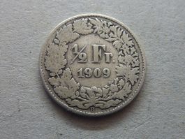 1/2 Fr.  1909  -  ungereinigt  -