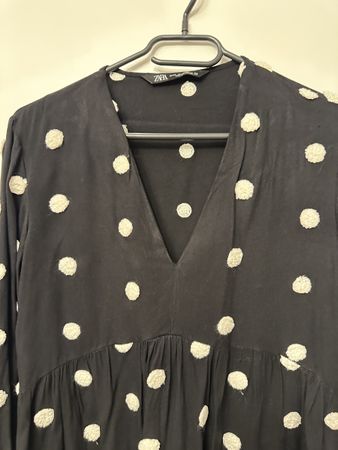 Zara Punktekleid schwarz weiss