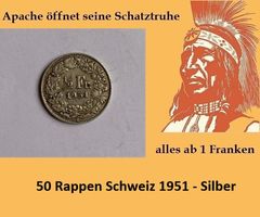 50 Rappen 1951 Silber - Schweiz