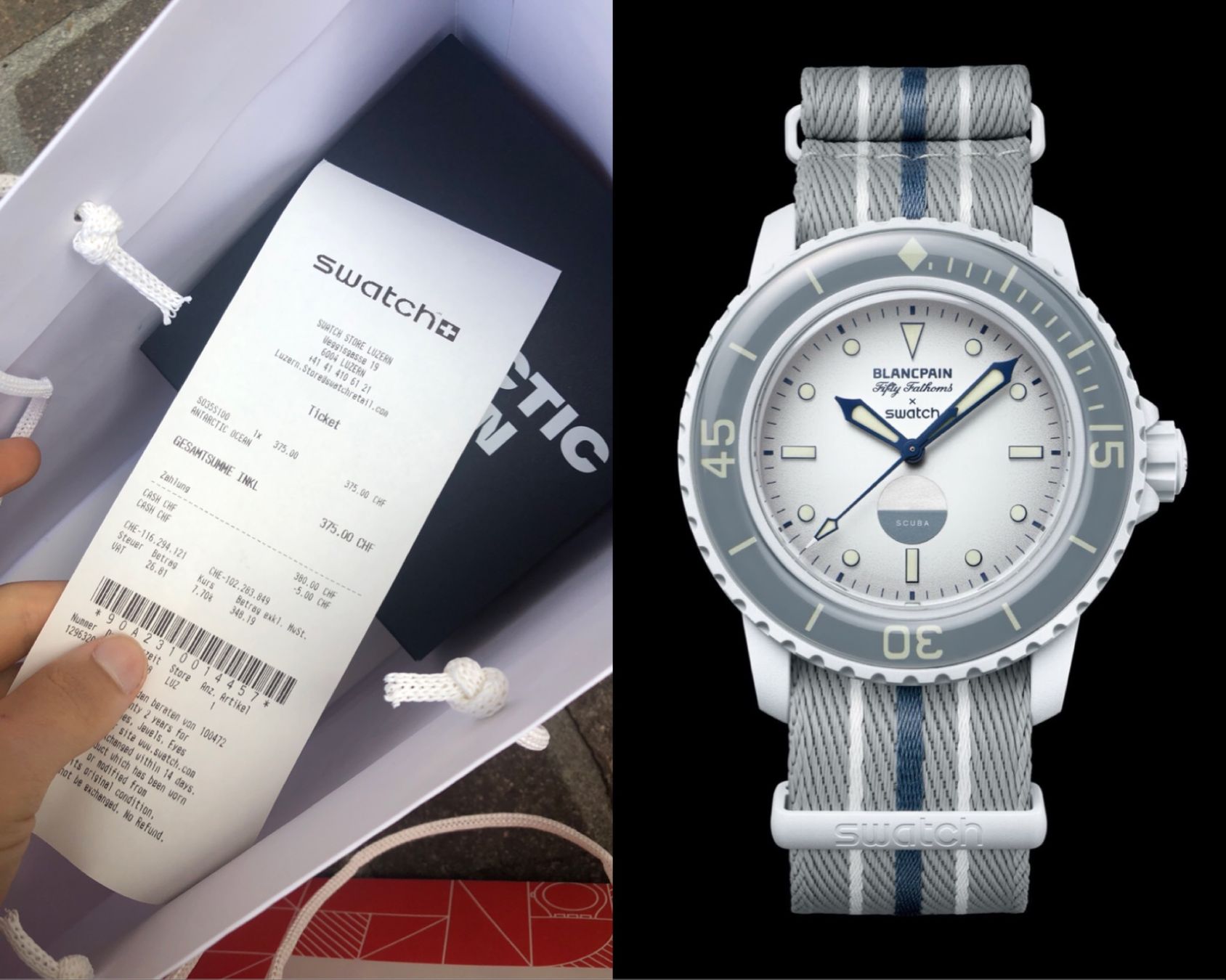 Blancpain Orologi: Blancpain Swatch Antarctic Ocean – Nuovo e nell'imballaggio originale da Luzern venduto da pengmarket_gmbh