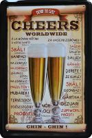 Blechschild-CHEERS WOLRD WIDE CHIN CHIN