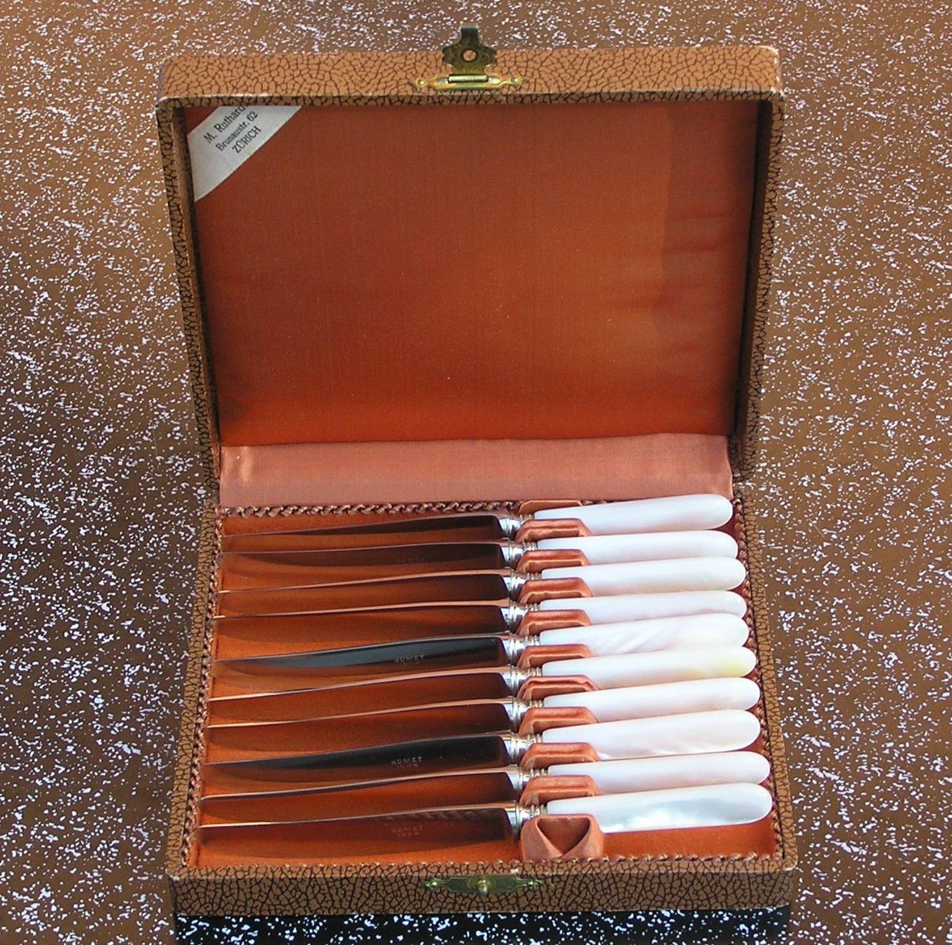 Posate: 10 VINTAGE MESSER DESSERTMESSER PERLMUTTOPTIK – Usato da Grenchen venduto da Antique-hunter 1