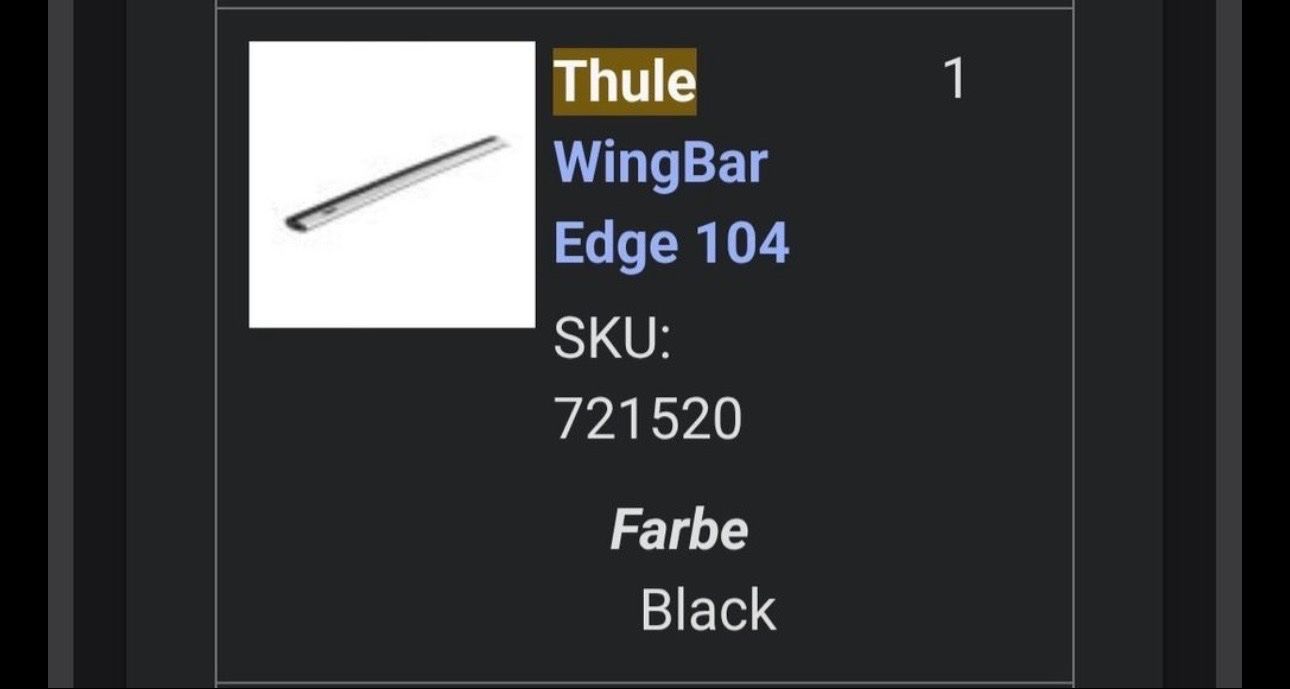 Thule Portapacchi: Thule Kit Wingbar Edge black System 720600 – Nuovo (secondo la descrizione) da Ossingen venduto da fiibo_ 5