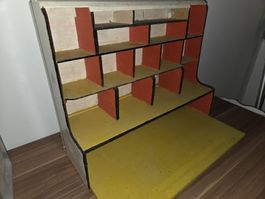 Kinder Sekretärli Lädeli Regal Holz Vintage mit Hasensticker