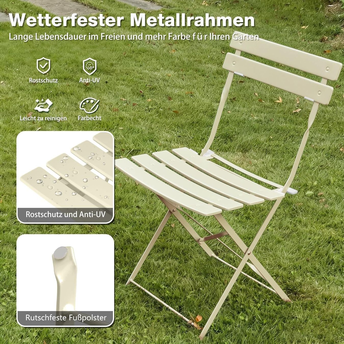 Tischset: Balkonmöbel Set 3-teilig Klappbar Bistrotisch 2 Stühle – Neu und originalverpackt aus Hallau von Sale50OFF 2
