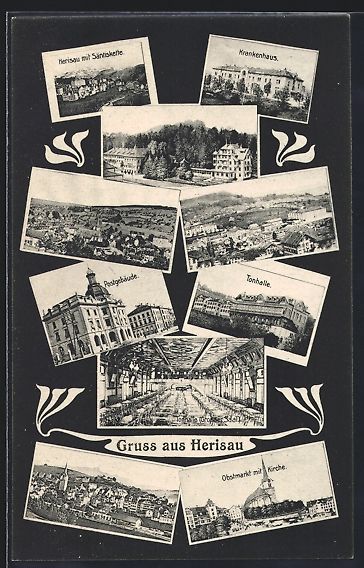 Ansichtskarten: Herisau, Krankenhaus, Postegebäude, Ton – Gebraucht aus Berlin von bartko-reher