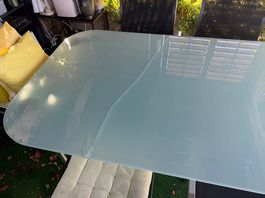 Glastisch 160 x 90 cm - Sicherheitsglas mit Riss