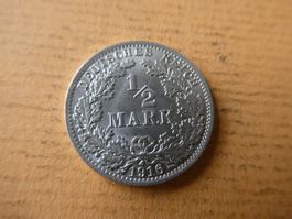Dt. Reich 1916 A, 1/2 Silbermark    wie neu