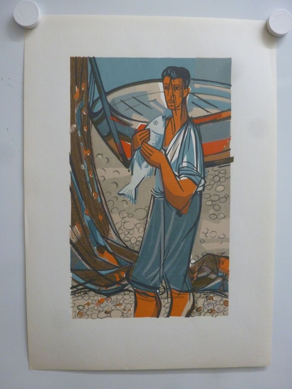 Xilografie: Paul Conzelmann, Linolschnitt – Usato da Schwerzenbach venduto da Tamama 2