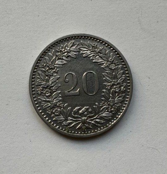 Tutti le monete: 1891 20 Rappen -unz – Usato da Kirchberg SG venduto da Helveticus00 1
