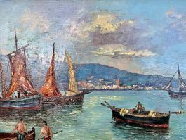 Ölgemälde "Hafen" von G. Bianchi,  guter Zustand!