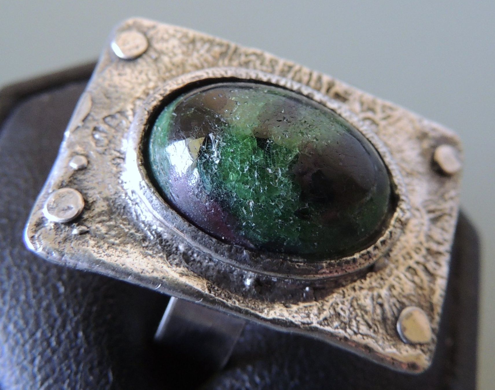 Anelli: Silber 835 Fingerring Zoisit mit Rubin – Usato da Waldenburg venduto da schaller707 2