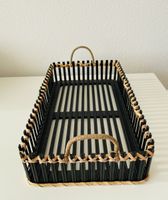 Dekorative Bambus Korb Ablage, schwarz-beige, neuwertig