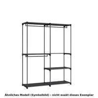 Schwarzes Steckregal mit Kleiderstange, 180x120x40cm